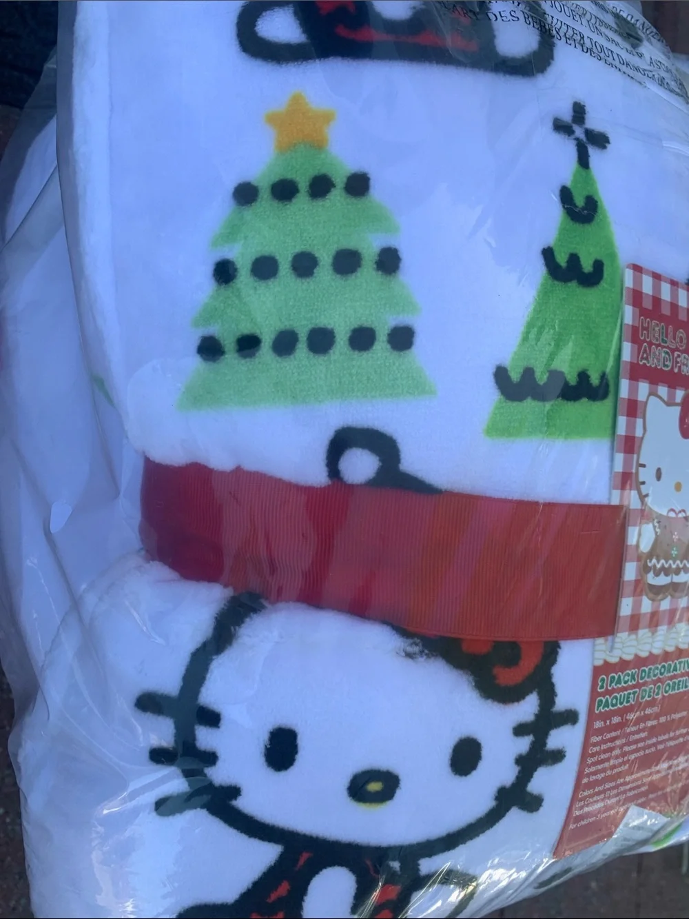 🆕- Sanrio Hello Kitty White Plush Holiday Throw Pillow Set 18”